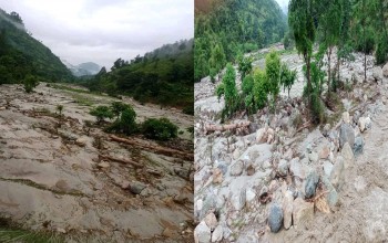 बैतडीको घमालीमा बाढीले खेत बगायो 